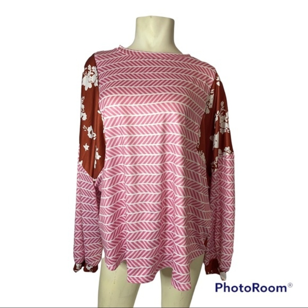 Women's Patchwork Satin Style Top Size Large